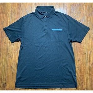 Travis Mathew Shirt Mens Large Black Polo Single Pocket Pima Cotton
